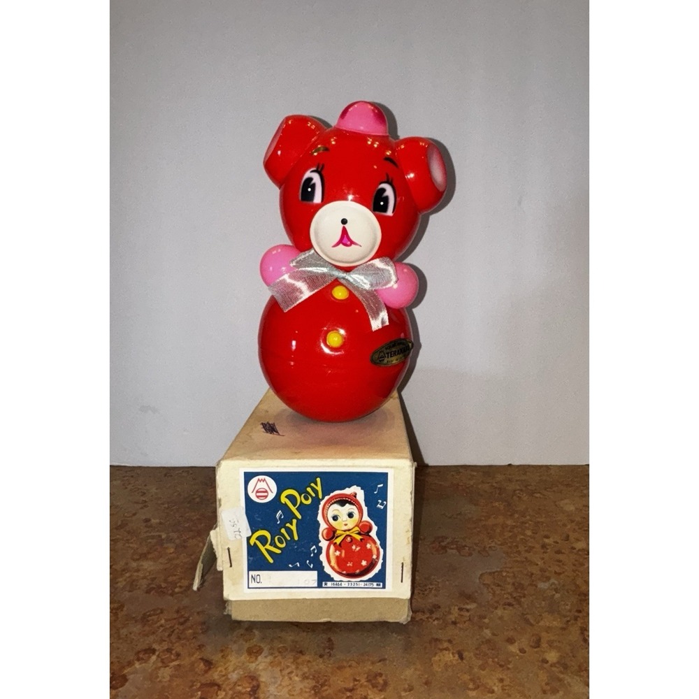 RARE Vintage Terakado Japan Roly Poly Toy Non Inflammable Labeled W/ Box